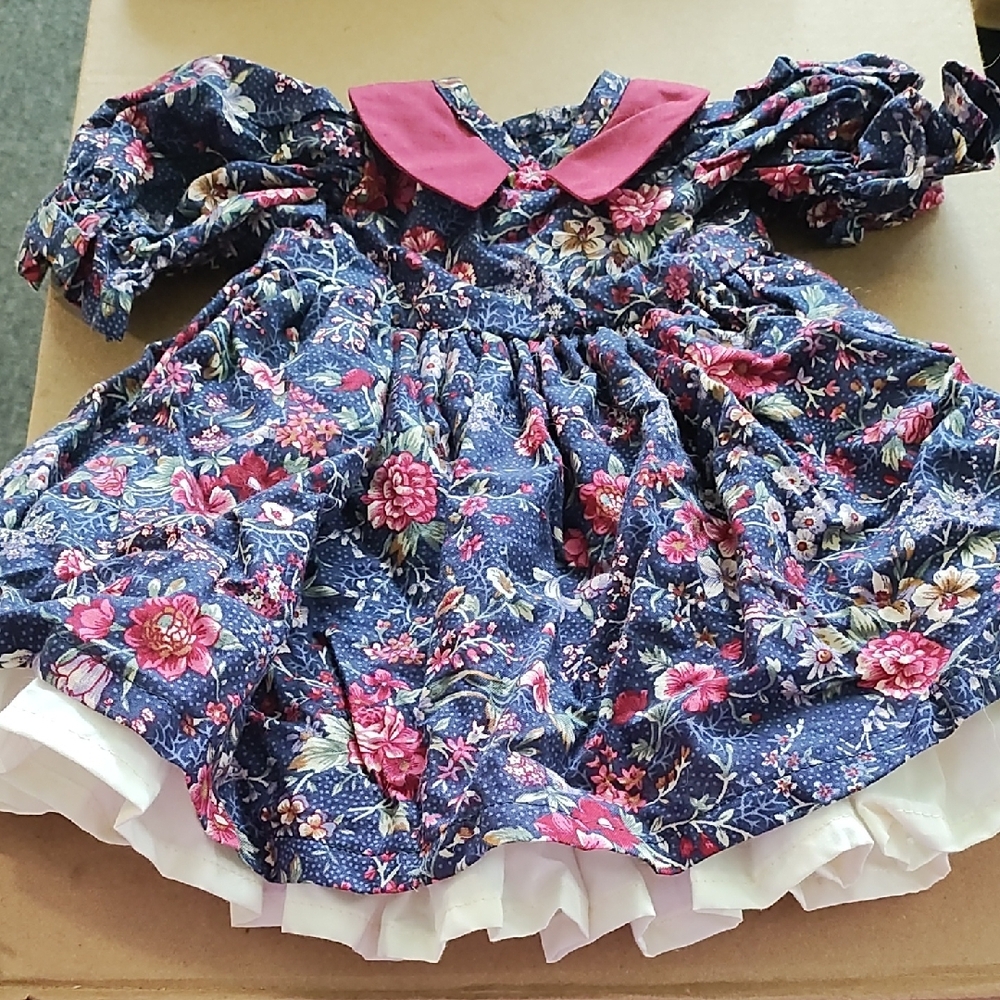 American Girl Floral Dress with Pink Collar